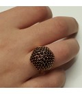 Bague grenat demi boule pavée