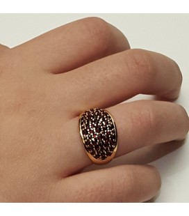 Bague grenat jonc pavée