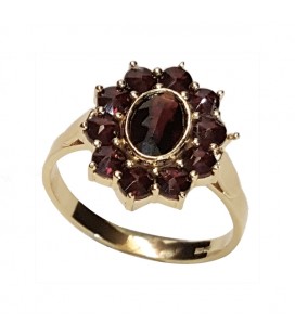 Bague grenat marguerite ovale