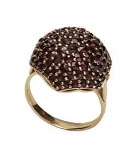 Bague grenat demi boule pavée