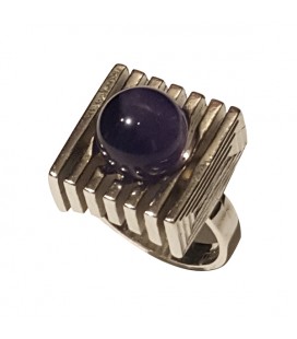 Bague argent boule améthyste veritable 