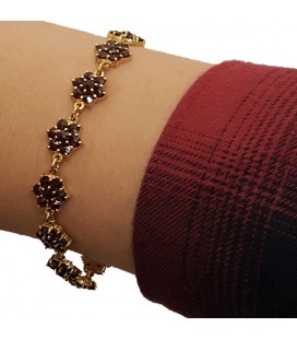 Bracelet grenat fleurs
