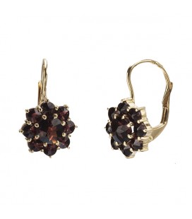 Boucles d’oreilles fleurs 8mm grenat