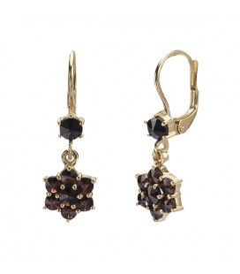 Boucles d’oreilles fleurs grenat