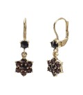 Boucles d’oreilles fleurs grenat