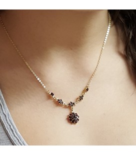 Collier fleur grenat