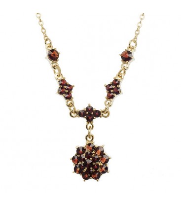 Collier fleur grenat