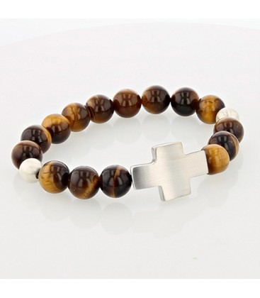 Bracelet Croix Oeil de tigre