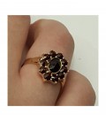 Bague grenat marguerite ovale