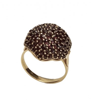 Bague grenat demi boule pavée