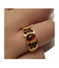 Bague grenat jonc cabochon