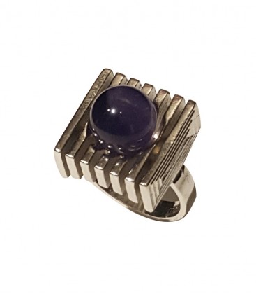 Bague argent boule améthyste veritable 
