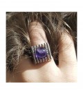 Bague argent boule améthyste veritable 