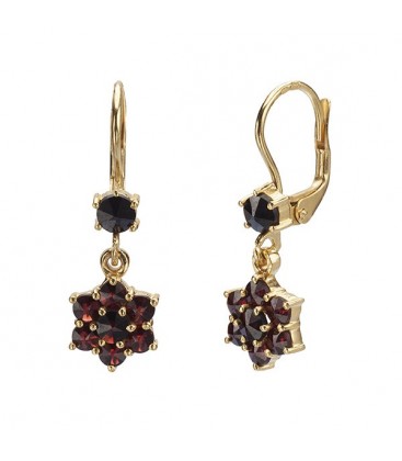 Boucles d’oreilles fleurs grenat