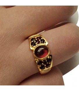 Bague grenat jonc cabochon